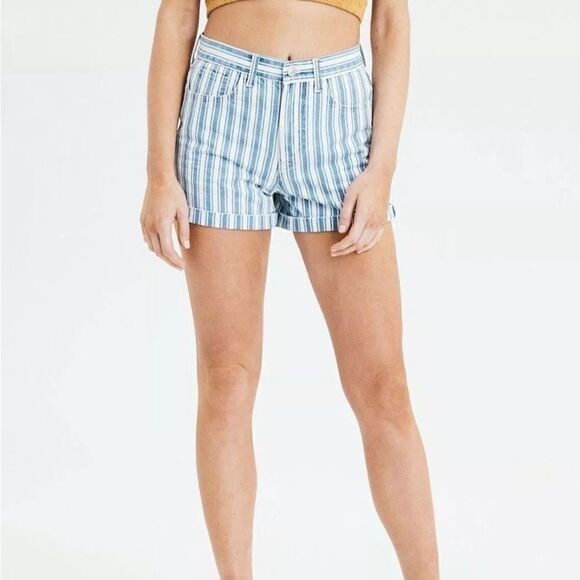 EXCELLENT CONDITION WOMEN’S SIZE 12 AMERICAN EAGLE STRIPED MOM SHORT - Picture 1 of 7